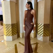 ผู้หญิง ยาวคลุมข้อเท้า เดรส สีดำ ไร้แขน เอวสูง เดรส Female Autumn Skinny สง่างาม งานปาร์ตี้ ชุดคลับ - Image 4