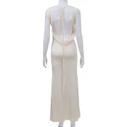 ยาว เดรส ผู้หญิง สายเดี่ยว คอพระจันทร์ พับผ้า พันเอว ไร้แขน เสื้อคลุม งานปาร์ตี้ ชุด - Image 6