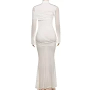 ยาวคลุมข้อเท้า งานปาร์ตี้ เดรส คอกลม Pearls Flare Sleeve Mermaid งานเลี้ยงตอนเย็น ชุดราตรี ยาว เสื้อคลุม - Image 4