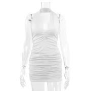ฤดูร้อน สั้น สีขาว Halter เดรส ผู้หญิง Tight Club Mini เดรส ชุดคลับ - Image 4