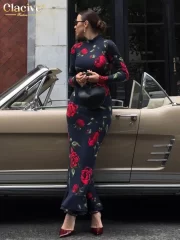 ยาว Sleeve Ankle Length เดรส สง่างาม Classic Female เดรส - Image 2