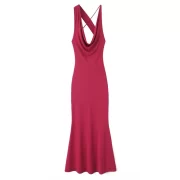 Temperament งานปาร์ตี้ เปิดหลัง Stack Collar เดรส - Image 2