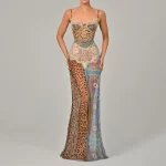 ผู้หญิง สายเอี๊ยม ยาว เดรส สาวแซ่บ งานปาร์ตี้ ผ่าข้าง ไร้สาย ผ้าชีฟอง เดรส