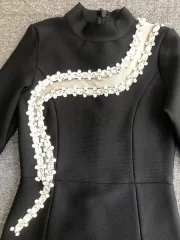 ยาว Sleeve Autumn/Winter เซ็กซี่ Gauze Splicing Diamond Embelling ผ่าข้าง งานเลี้ยงตอนเย็น งานปาร์ตี้ ชุดราตรี - Image 6