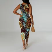 ยาวคลุมเข่า แขนกุด เดรส ไร้แขน ฤดูร้อน รัดรูป เดรส for วันหยุด Vibe - Image 2