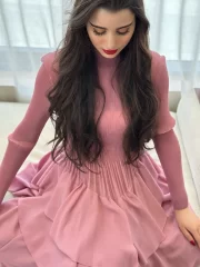 Mid Length เดรส For ผู้หญิง ยาว Sleeves Irธรรมดา Ruffles Patchwork A-line งานเลี้ยงตอนเย็น งานปาร์ตี้ เดรส - Image 5