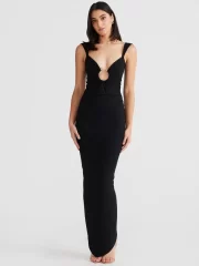 เดรสผู้หญิง เดรสคลับกลางคืน โพลีเอสเตอร์ ผ้าสาบ จีบระบาย ยาวคลุมเข่า - Image 4