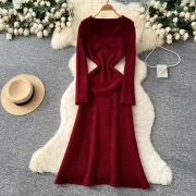 ยาว sleeve solid Knit เอวสูง fairycore sunเดรส autumn เดรส ผู้หญิง Clothing - Image 3