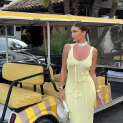 Knitted Beach เดรส ผู้หญิง Fashion 3D Flower Slim เปิดหลัง ยาว เดรส - Image 4