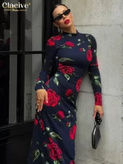 ยาว Sleeve Ankle Length เดรส สง่างาม Classic Female เดรส - Image 6