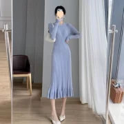 Knitted เดรส ผู้หญิง's Overknee Mid-Length Base Ride Slim - Image 5