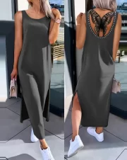 ฤดูร้อน เดรส Woman New Fashion Back Butterfly Pattern