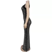 ยาว ยาวคลุมข้อเท้า เดรส วันเกิด งานปาร์ตี้ Midnight คริสตัล ชุดราตรี - Image 4