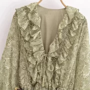 ยาว เดรส ผู้หญิง 2025 New ฤดูร้อน สง่างาม With Belt คอวี Lace Up Loose ยาวคลุมเข่า เดรส - Image 4