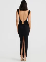 เดรสผู้หญิง เดรสคลับกลางคืน โพลีเอสเตอร์ ผ้าสาบ จีบระบาย ยาวคลุมเข่า - Image 6