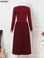 ผู้หญิง's Autumn ยาว-Sleeved Hollow-Out เซ็กซี่ ยาว เดรส - Image 3