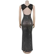 ยาว ยาวคลุมข้อเท้า เดรส วันเกิด งานปาร์ตี้ Midnight คริสตัล ชุดราตรี - Image 5