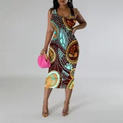 ยาวคลุมเข่า แขนกุด เดรส ไร้แขน ฤดูร้อน รัดรูป เดรส for วันหยุด Vibe - Image 5