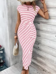 ยาว เดรส ผู้หญิง Striped Print เดรส - Image 6