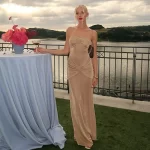 ยาวคลุมข้อเท้า งานเลี้ยงตอนเย็น งานปาร์ตี้ เดรส ผู้หญิง เซ็กซี่ Ruched เปิดหลัง