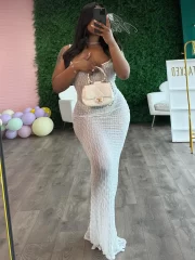 Ladies Spaghetti สายเดี่ยว ฤดูร้อน เดรส ไร้แขน ยาว เดรส