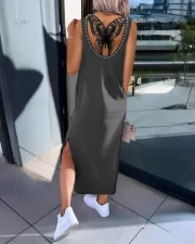 ฤดูร้อน เดรส Woman New Fashion Back Butterfly Pattern - Image 3